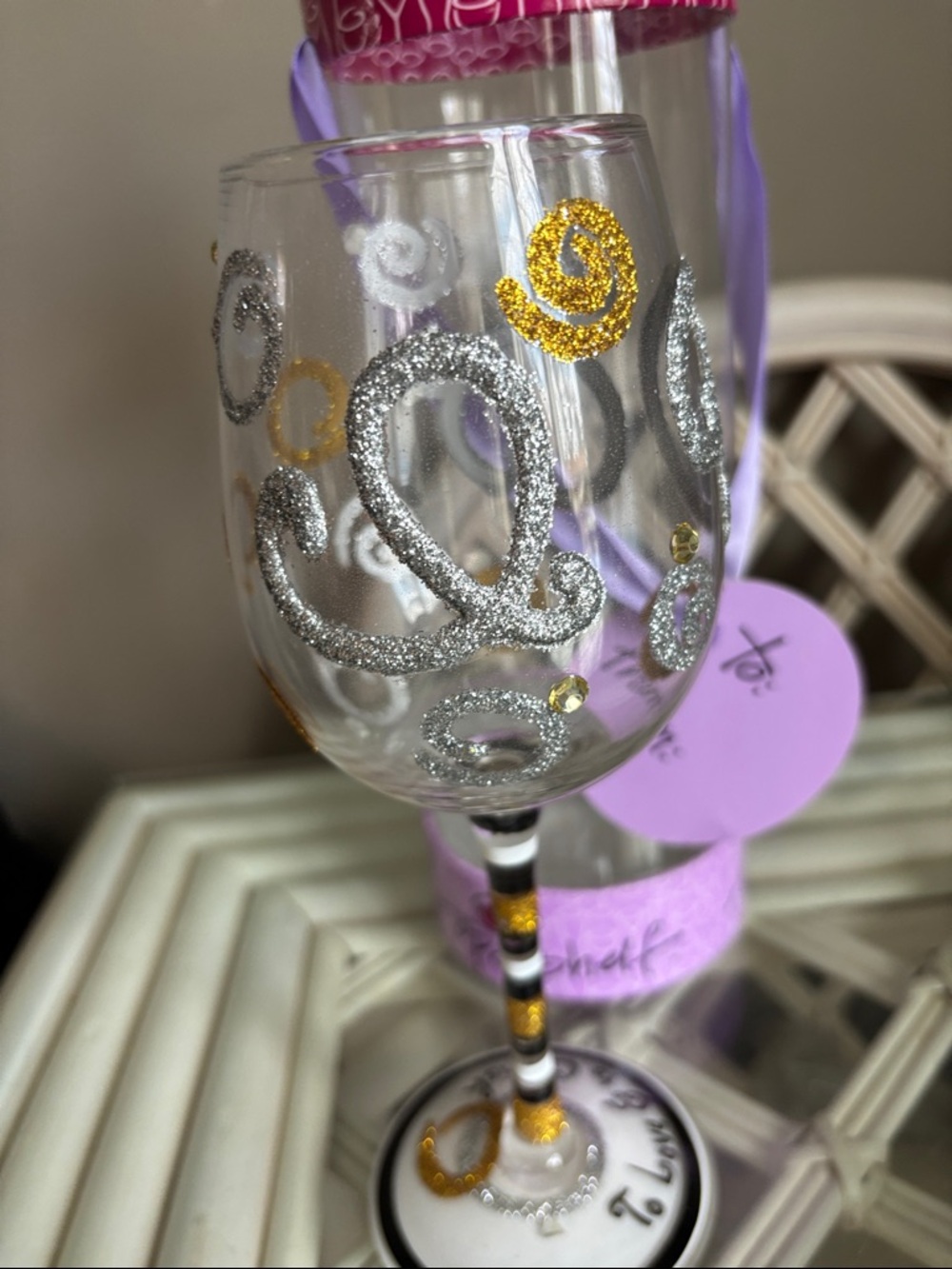 Top Shelf “I Do” Hand-Painted Wine Glass NIP - Picture 7 of 15